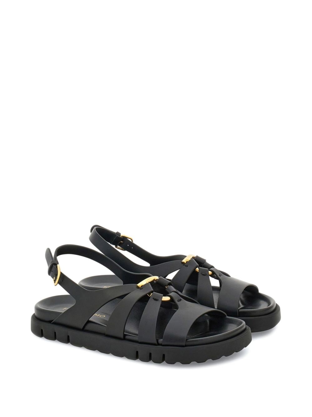 Gancini-plaque caged sandals - 2