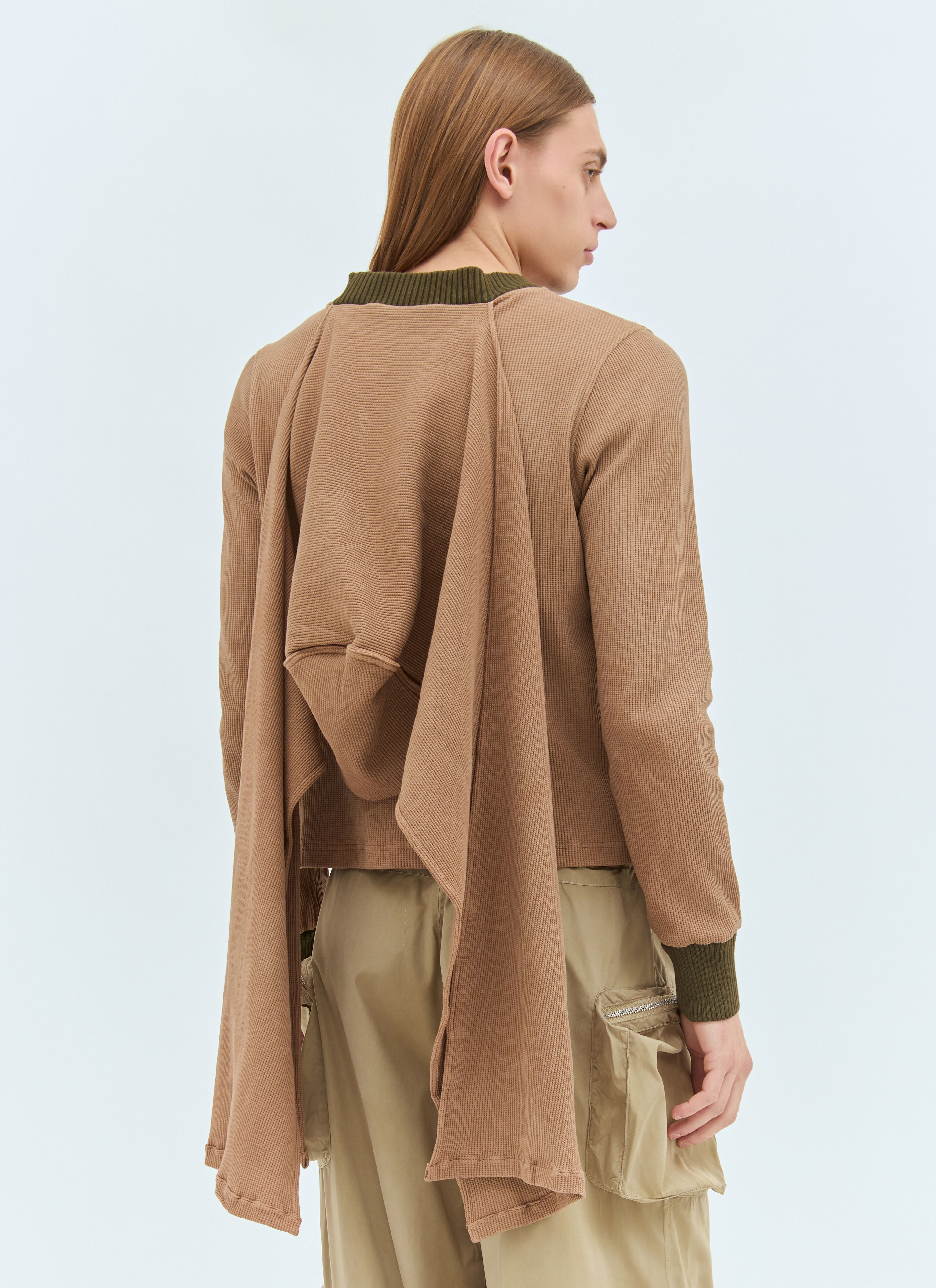 Panelled Waffle Top With Scarf - 5