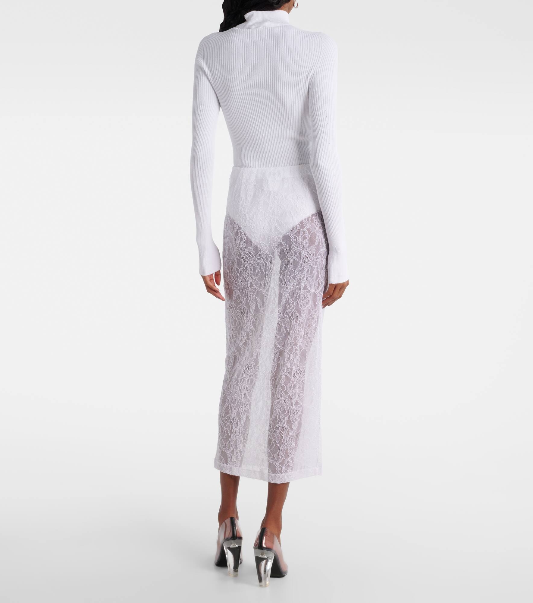 Sheer lace midi skirt - 3