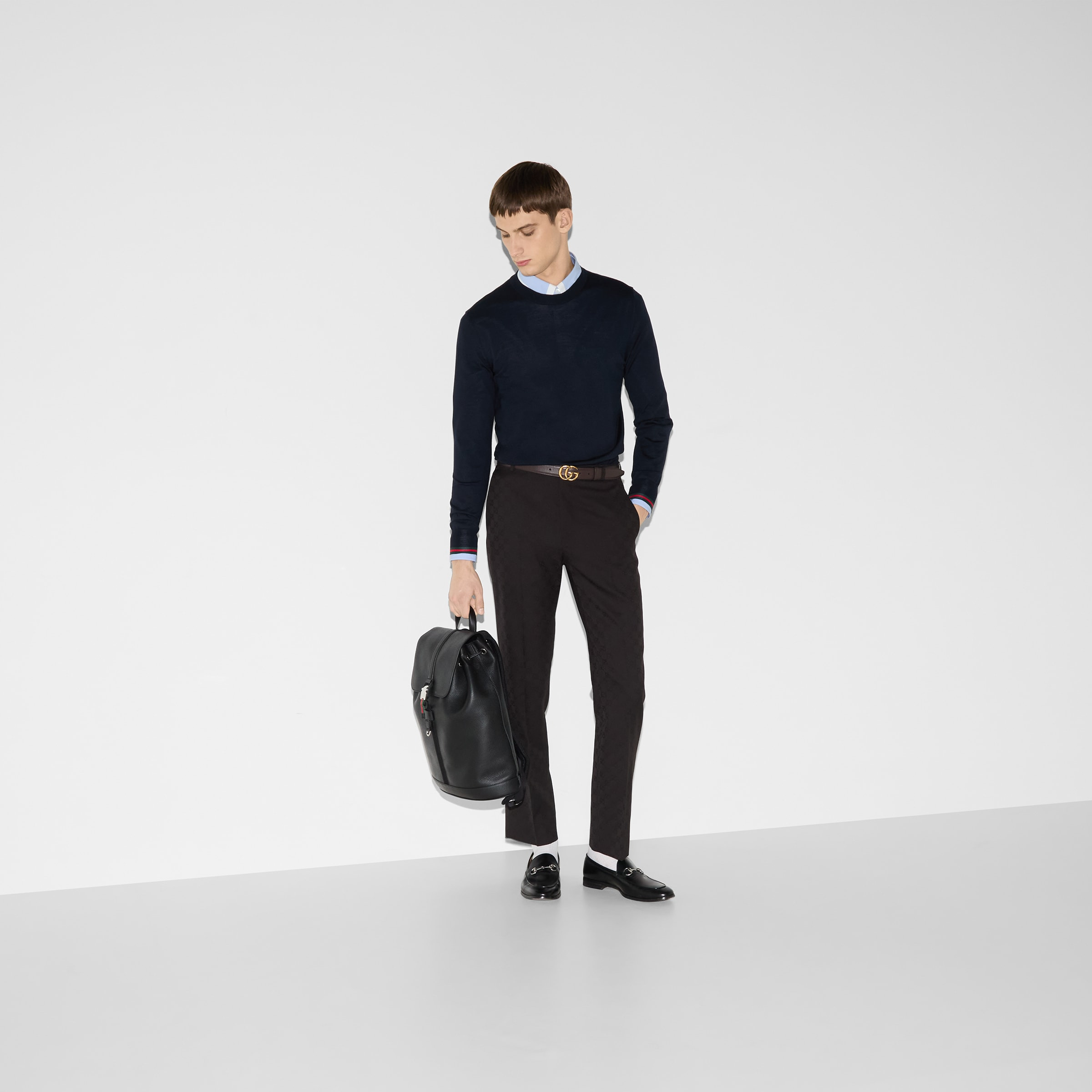 Wool knit sweater with Web - 6