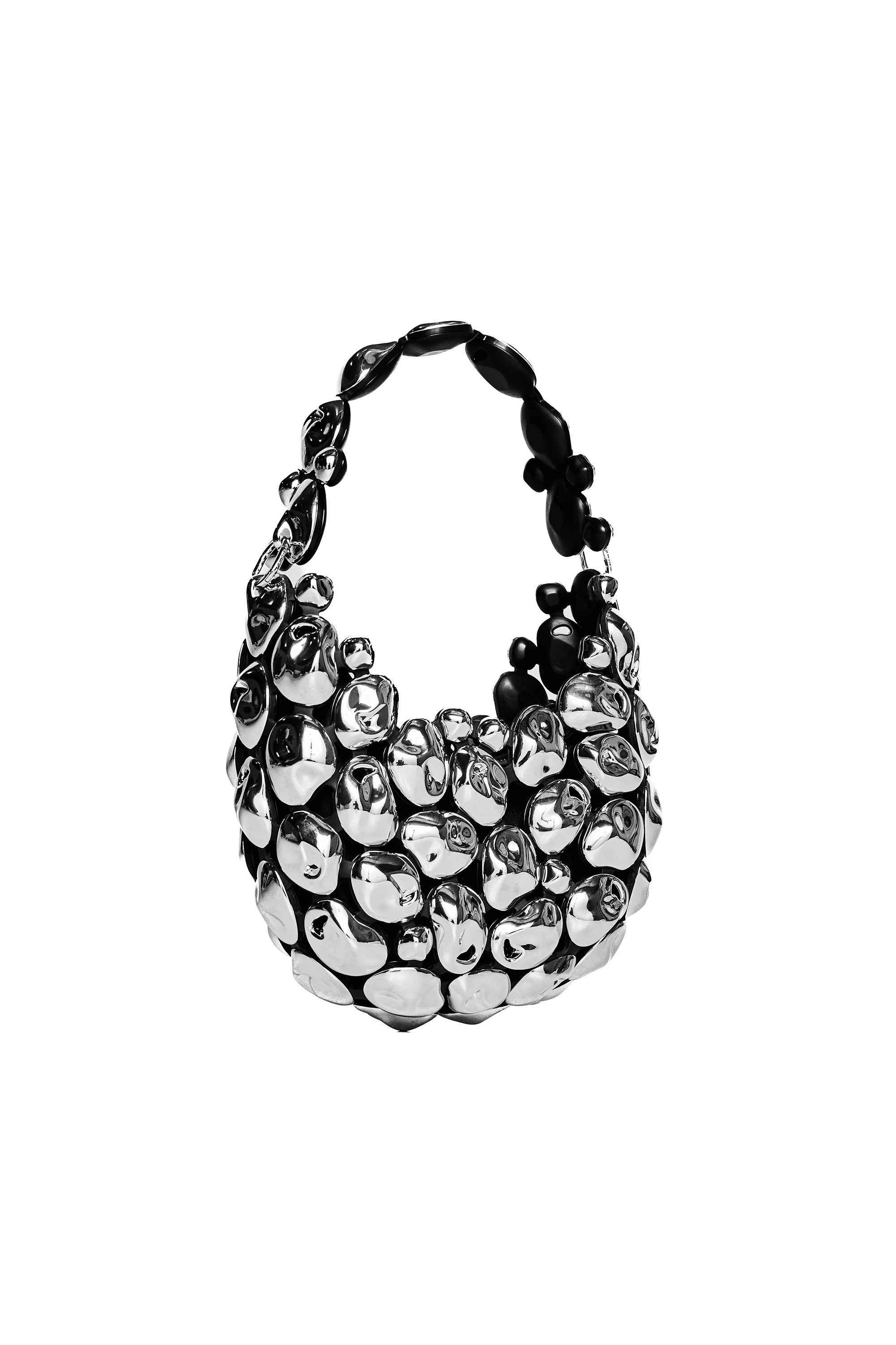 Stone Cloud Bag In Chrome And Black - 2