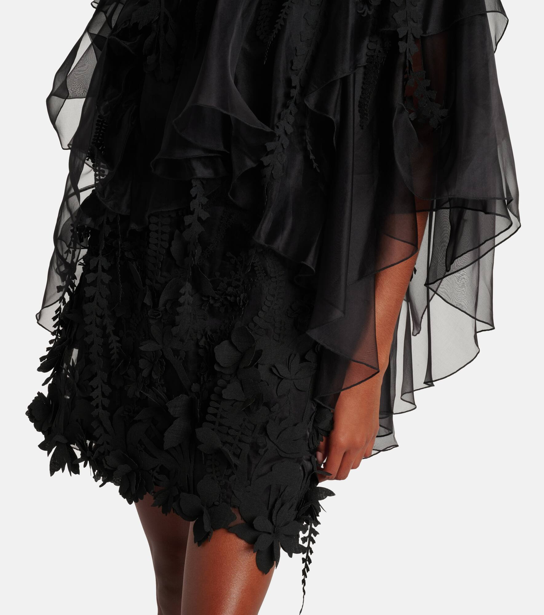 Hypnotic floral-appliqué minidress - 5