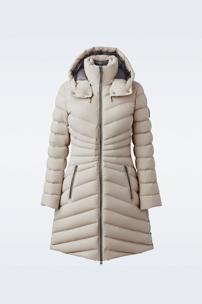 CAMEA-STR Stretch light down jacket with removable hood 1