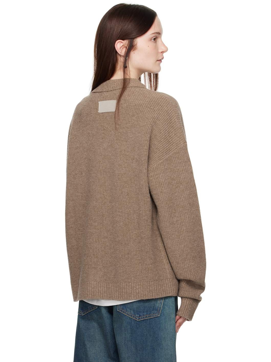 Brown Relaxed Knit Button Up Cardigan - 3