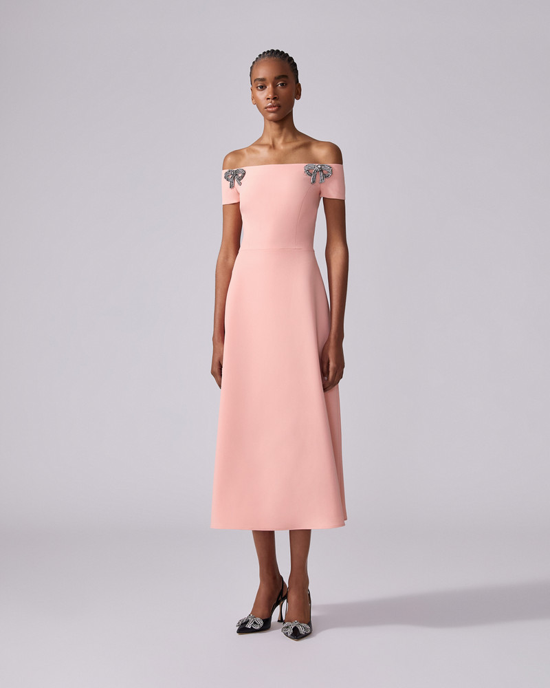 CAROLINA HERRERA Bow-Embroidered Midi Dress outlook