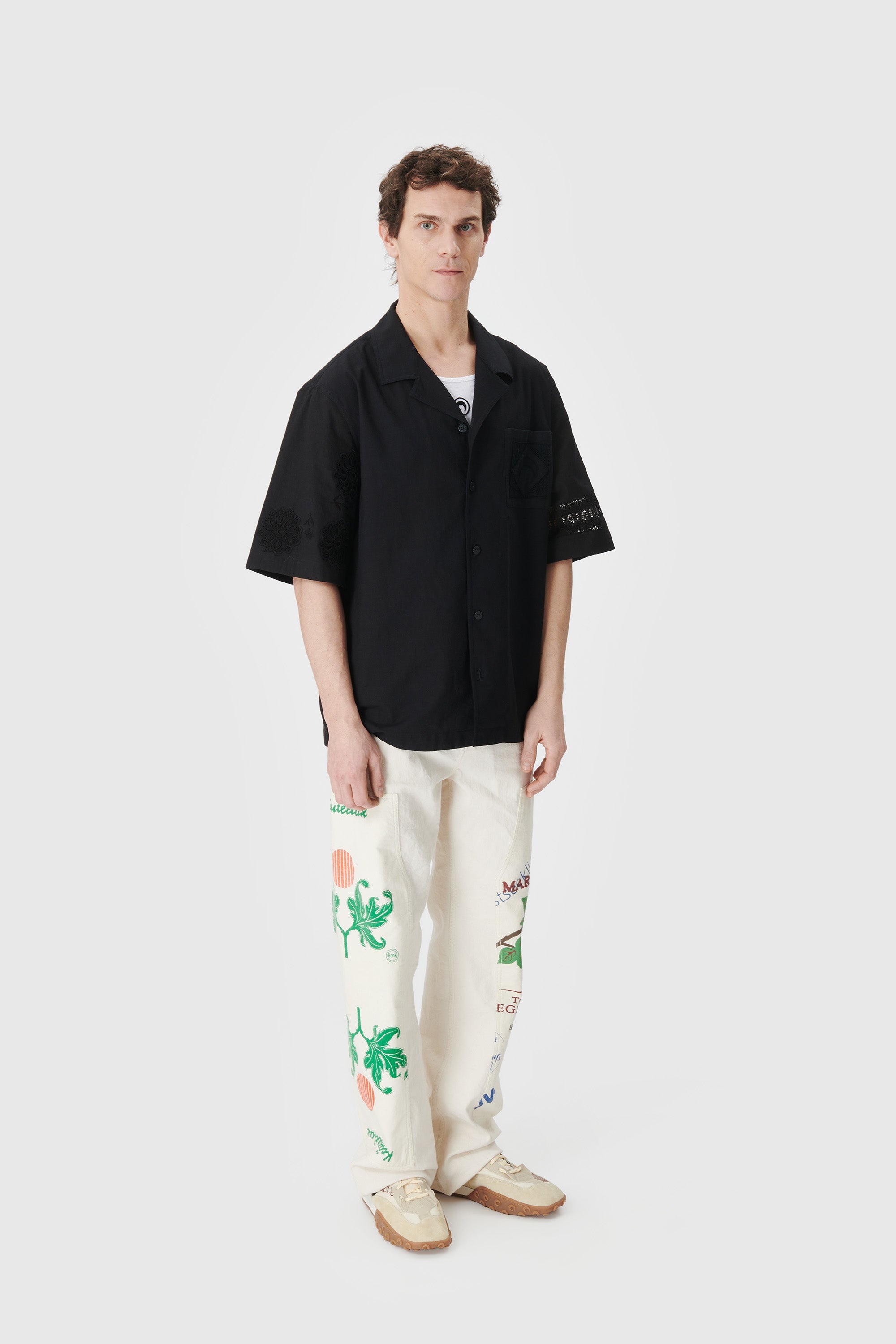 REGENERATED HOUSEHOLD LINEN BOWLING SHIRT - 5