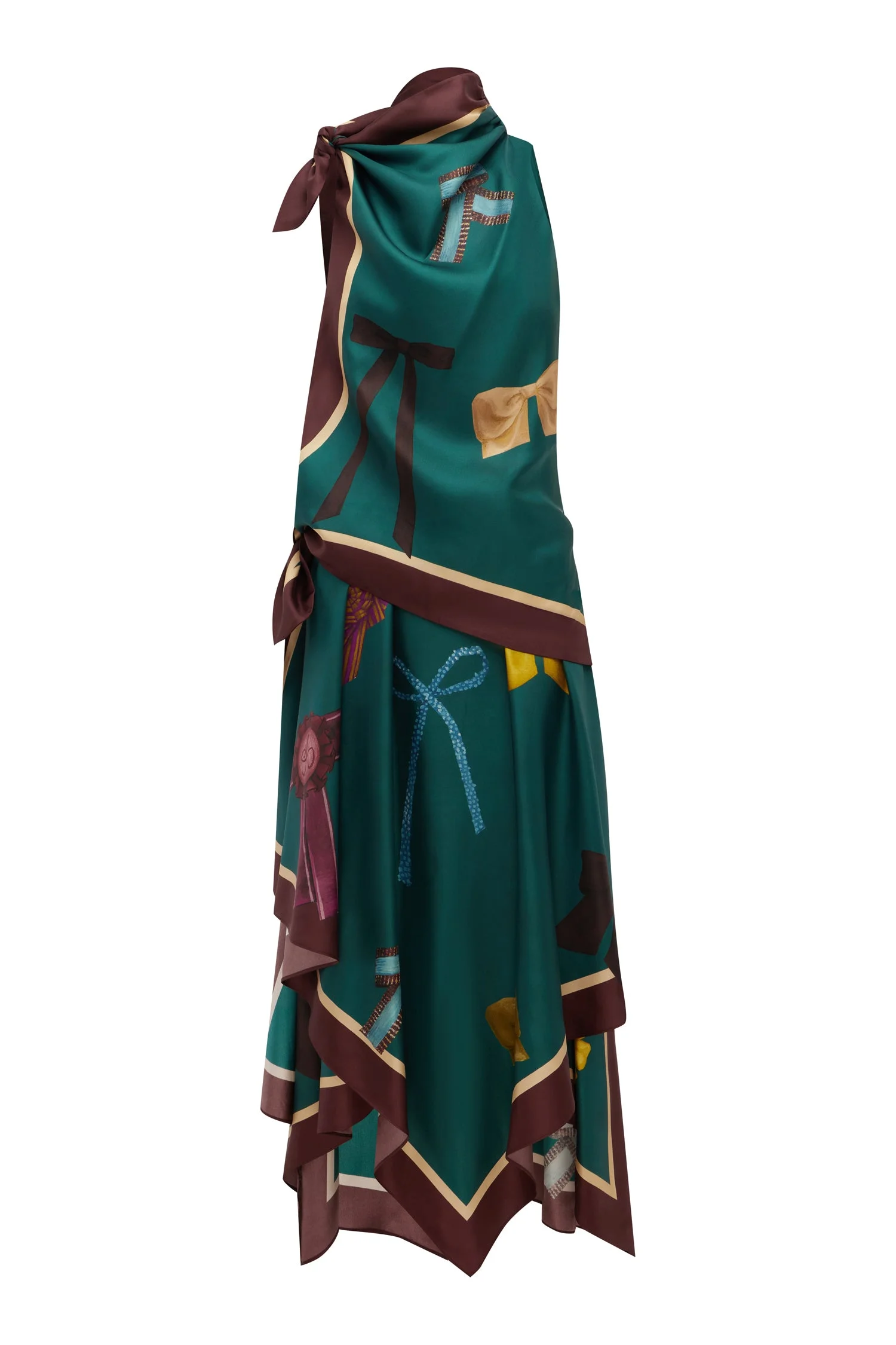 Rosette Silk Scarf Midi Dress - 1
