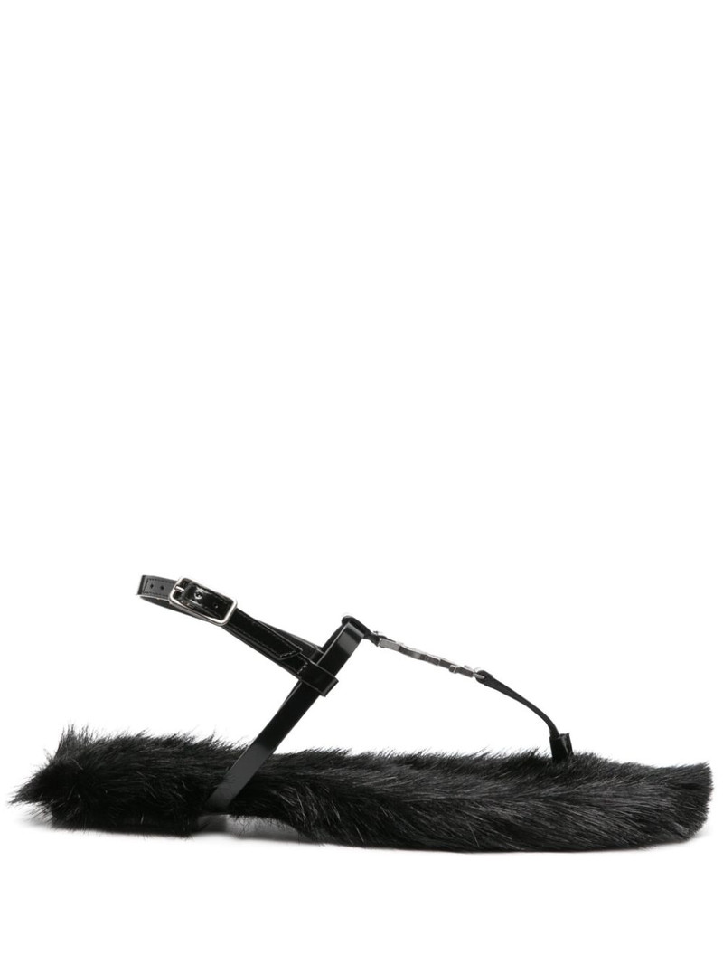 Cassandra faux fur-lined sandals - 1