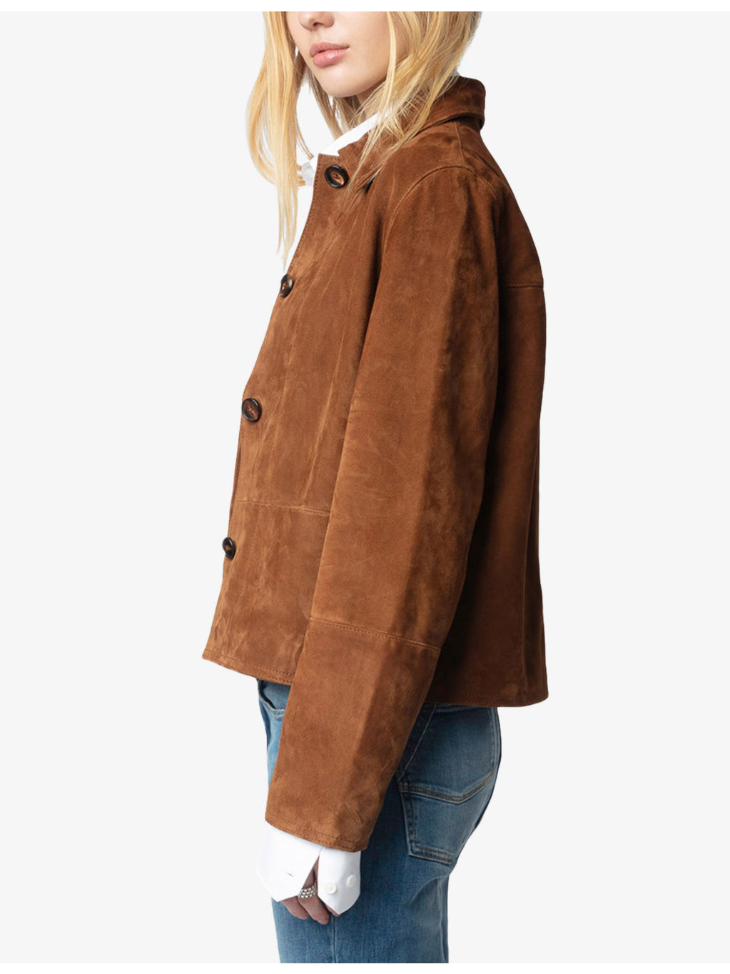 Lessa Embossed-Logo Suede Jacket - 3