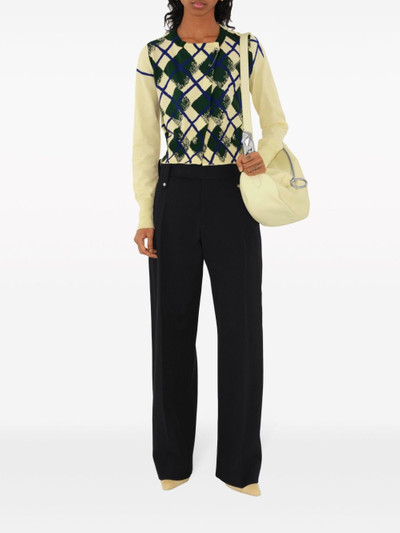 Burberry argyle-intarsia cropped cotton jumper outlook