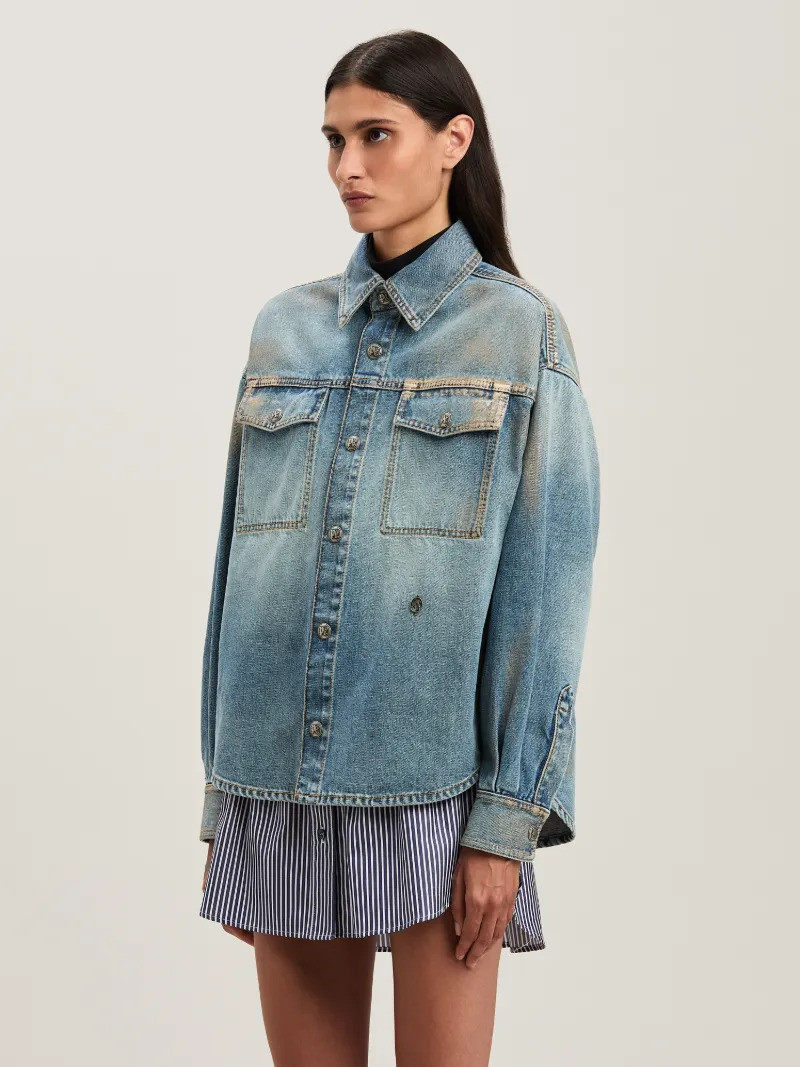 Metal brushed cargo denim pants 5