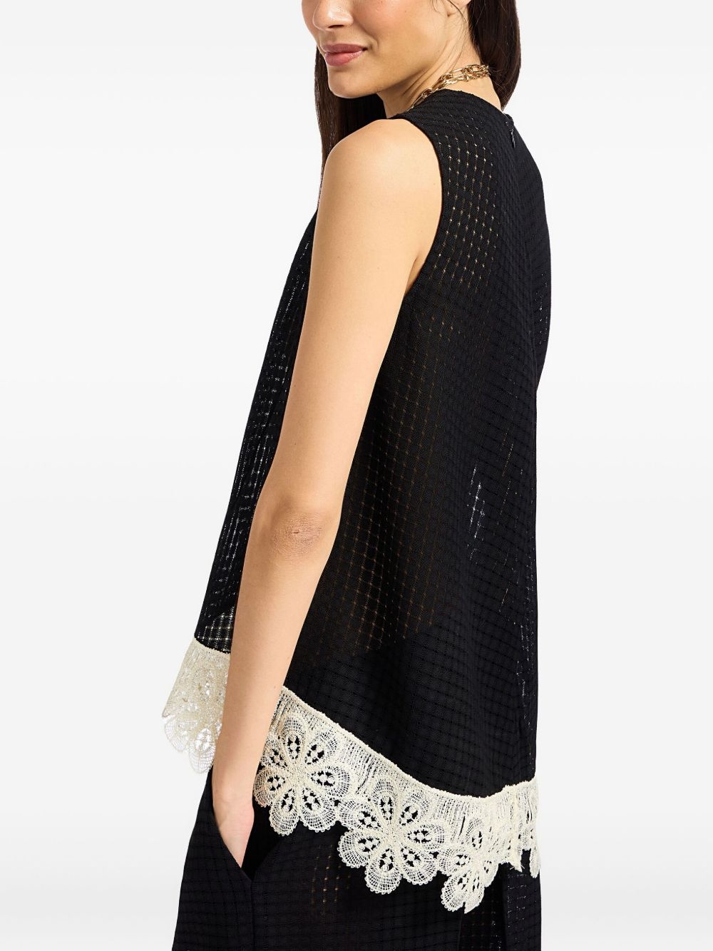 La Scala lace-hem sleeveless top - 3