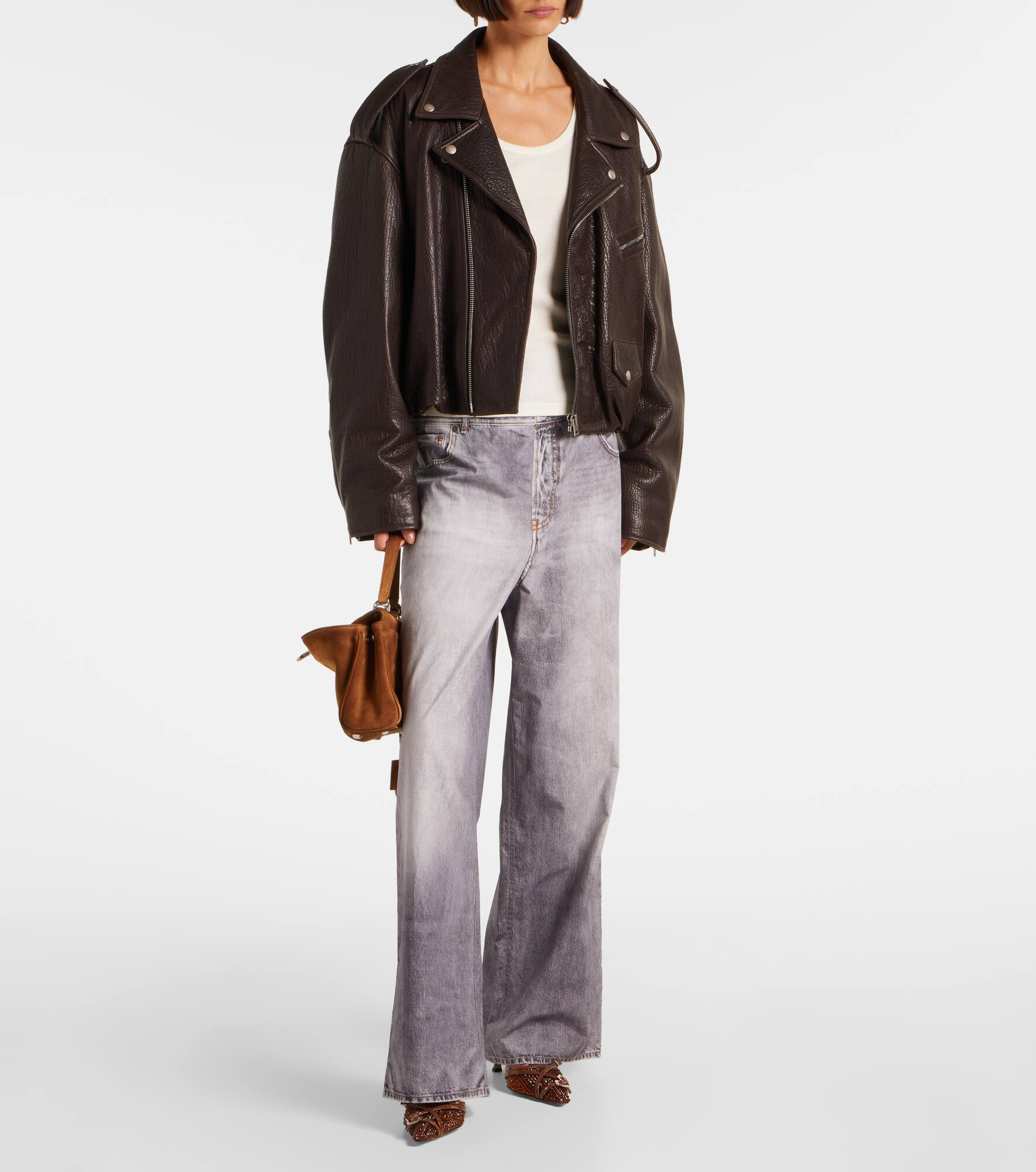 Crystal Net 65 leather-trimmed mules - 3