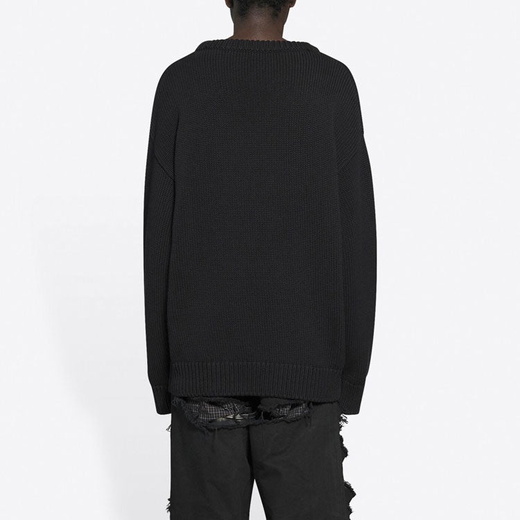 Balenciaga BB Laurel Crown Logo Crewneck Knitted Sweater 'Black' 664369T32111000 - 4
