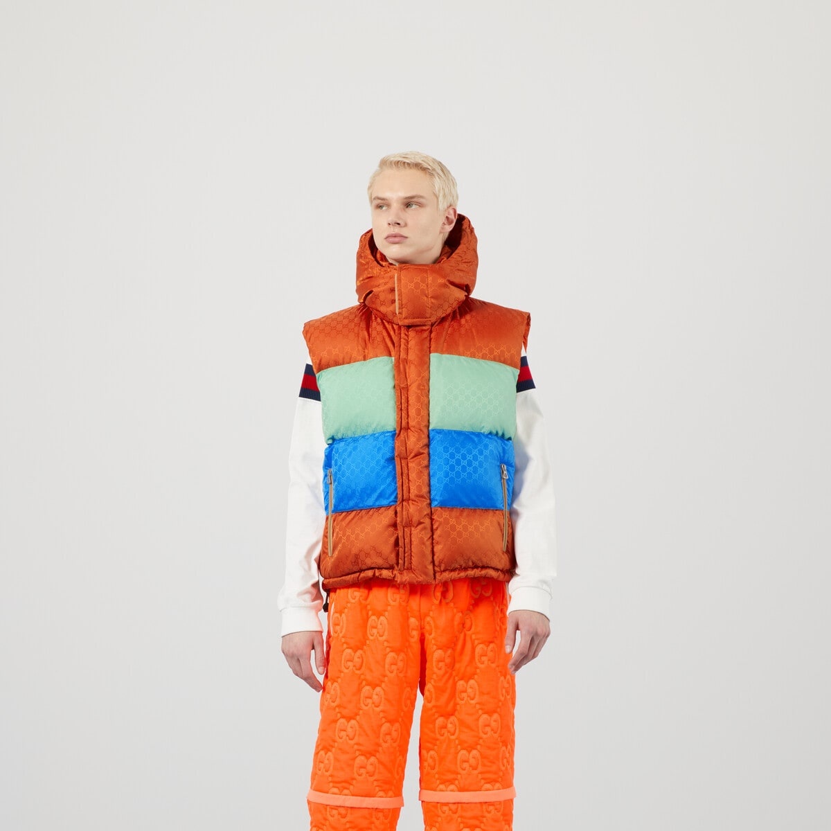 Colorblock GG jacquard down vest - 6