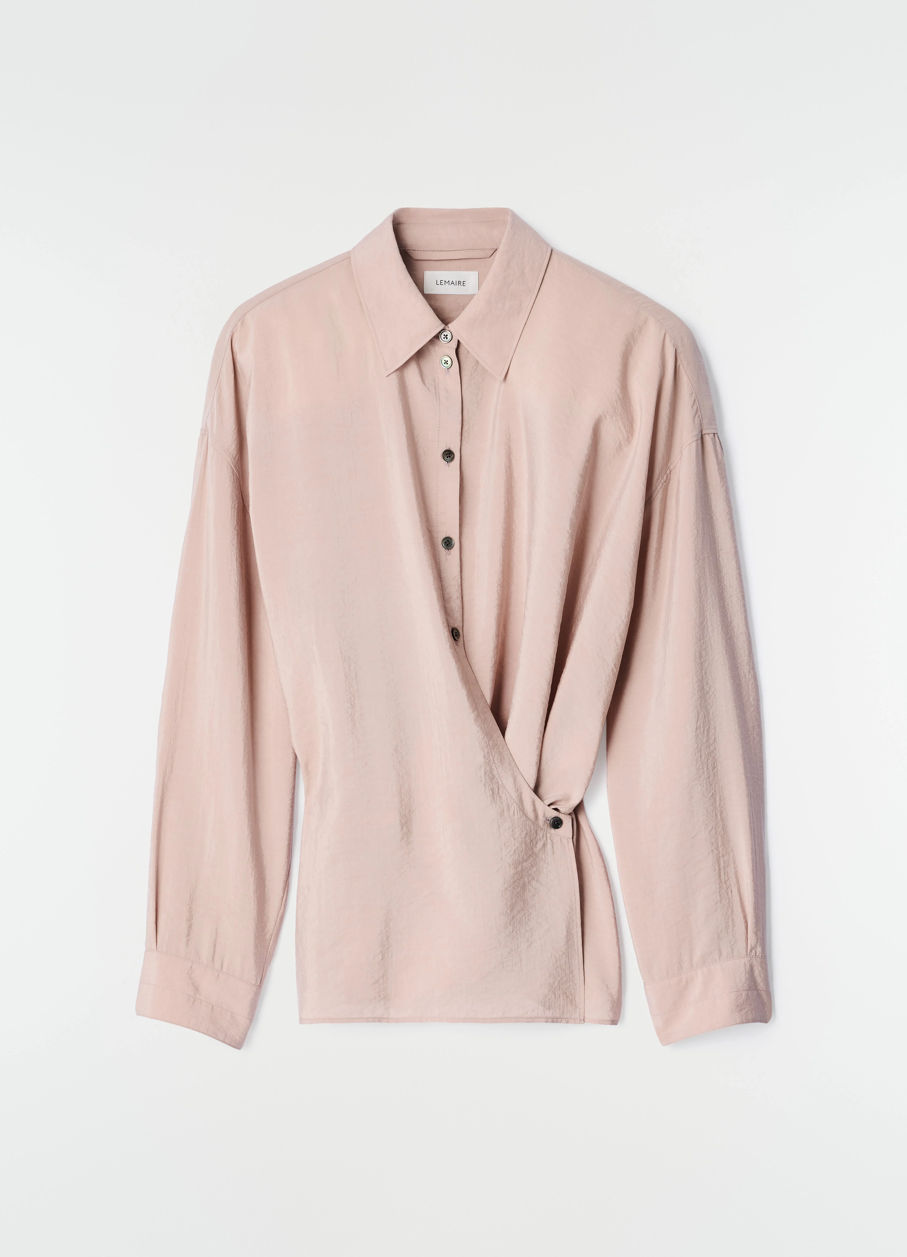 STRAIGHT COLLAR TWISTED SHIRT IN DRY SILK - 1