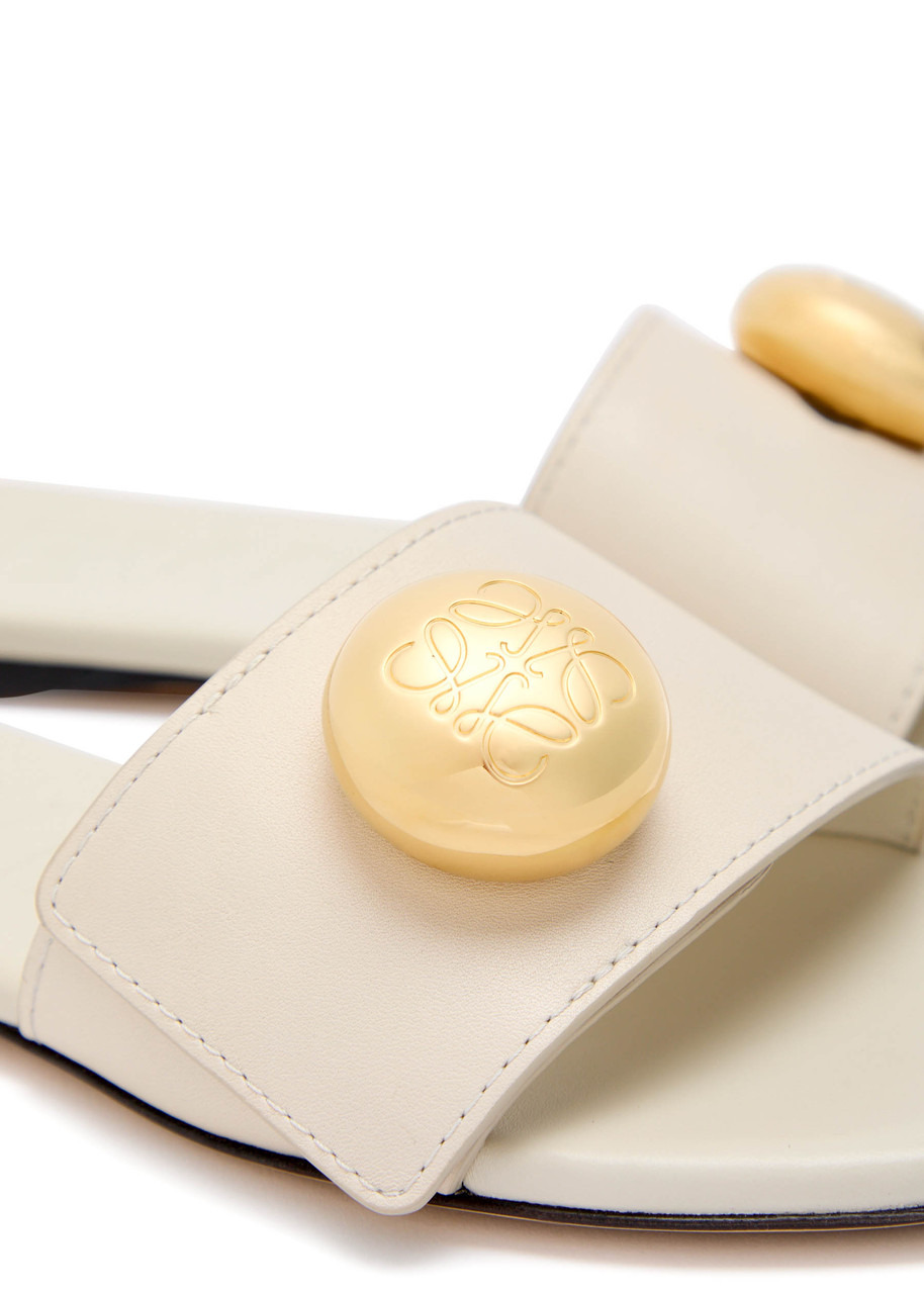 Loewe Pebble Logo Leather Sliders - 4