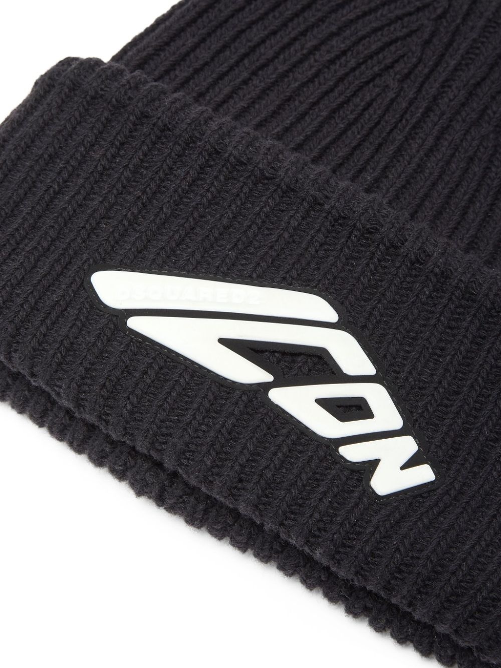 Icon-appliqué knitted beanie - 3