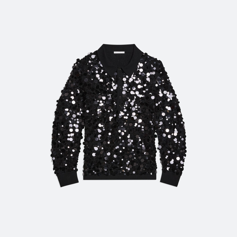 PAILLETTE POLO SWEATER - 1