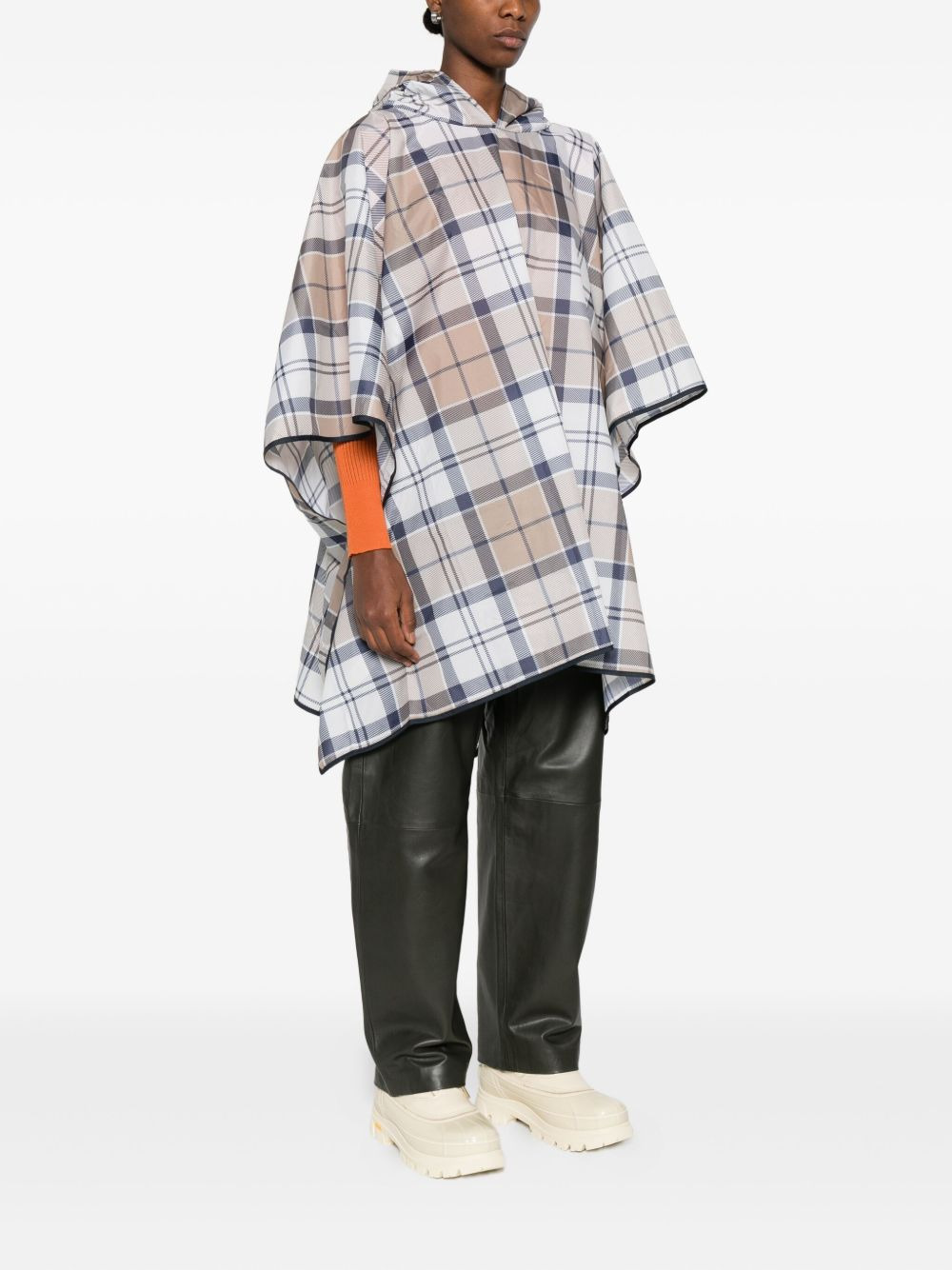 hooded chech-print scarf - 3