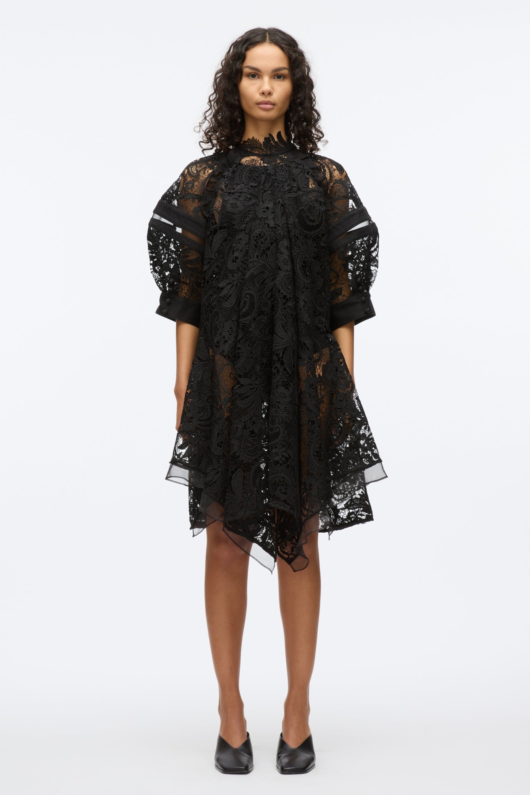 Embroidered Lace Hankerchief Dress - 3
