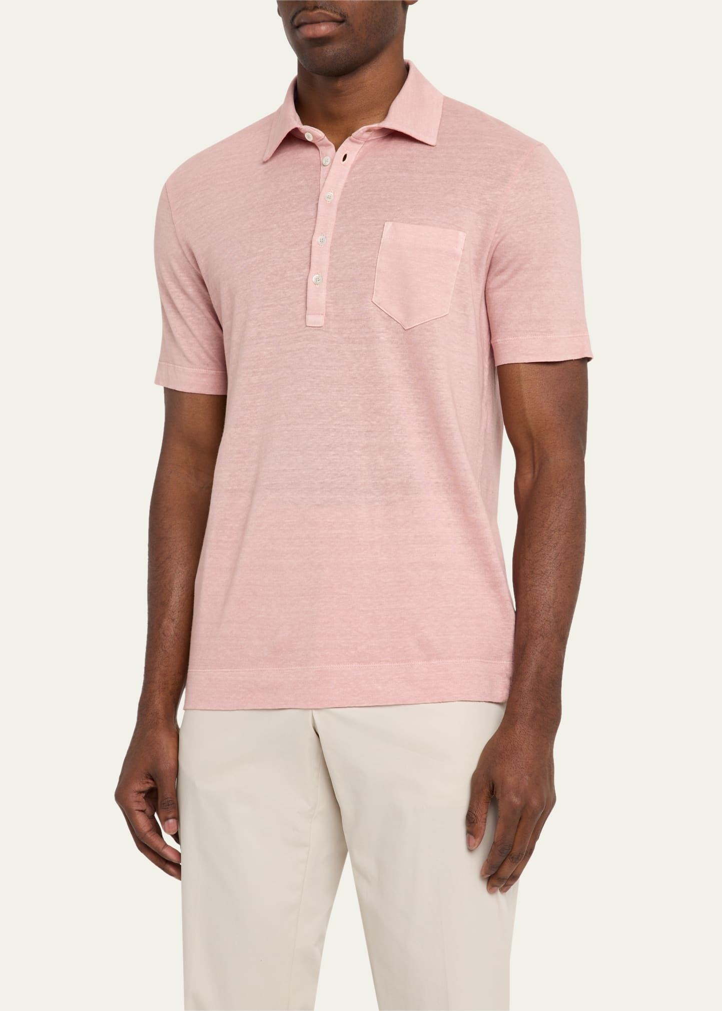 Men's Linen and Cotton Polo Shirt - 4