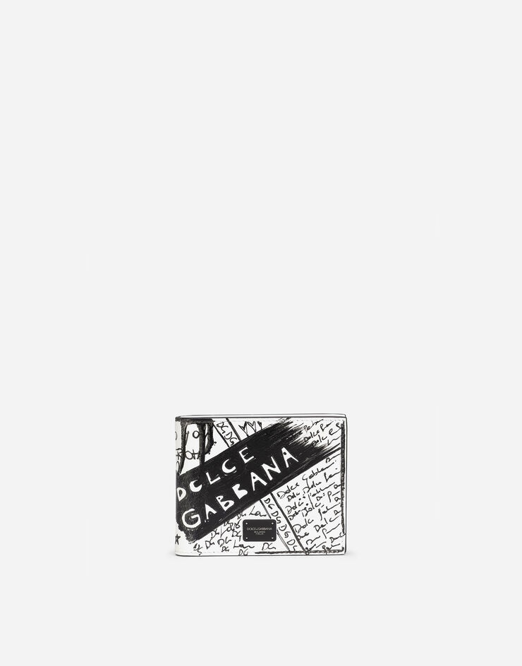 Graffiti-print calfskin bifold wallet - 1