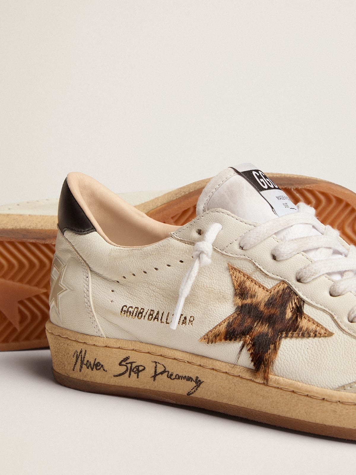 Golden Goose Ball Star sneakers with leopard-print pony skin star and black leather  heel tab | goldengoose | REVERSIBLE