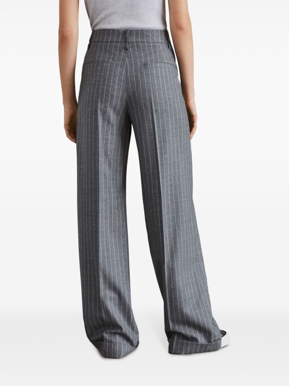 pinstriped wool trousers - 4