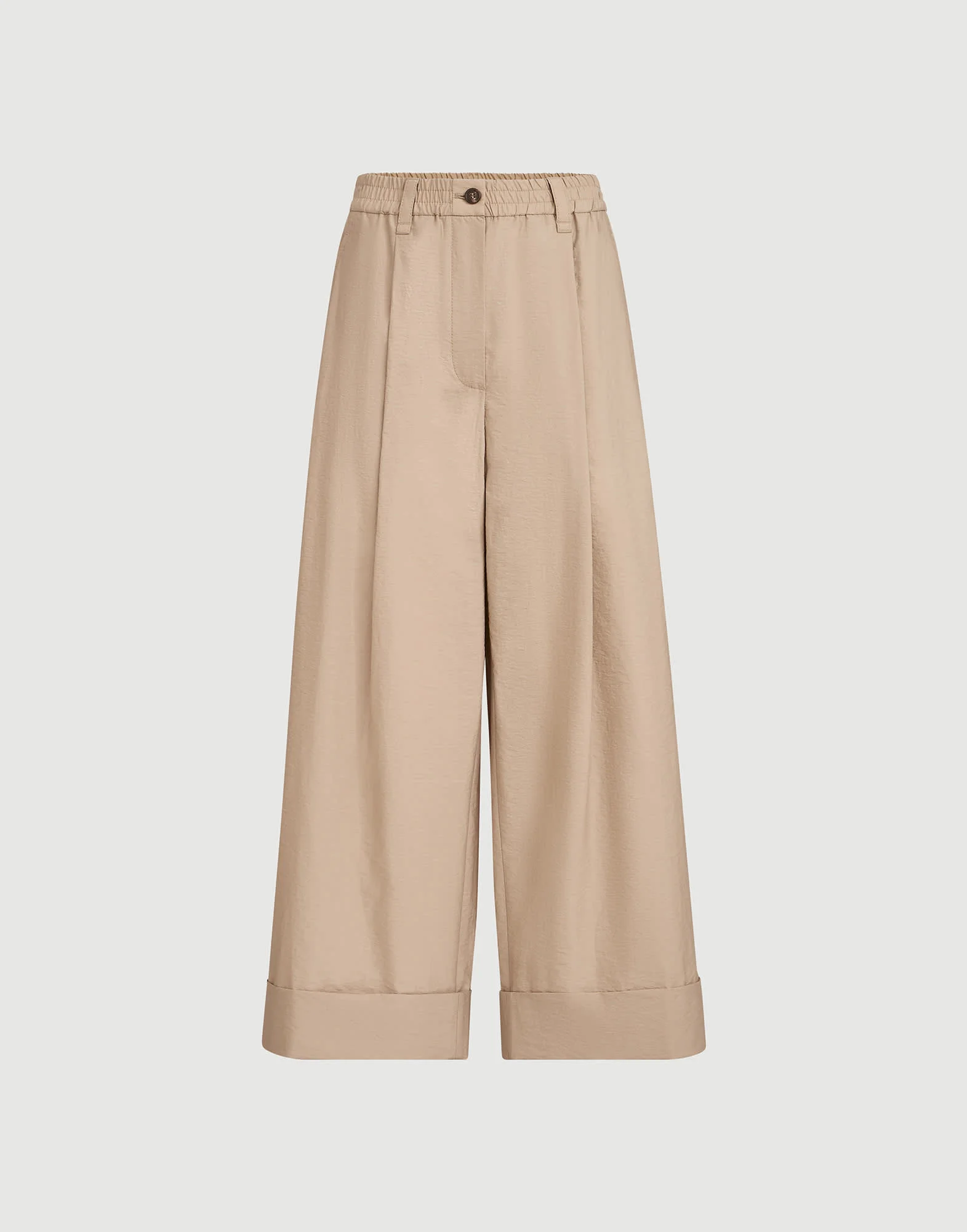 Techno cotton poplin boxy pleated trousers with monili - 1
