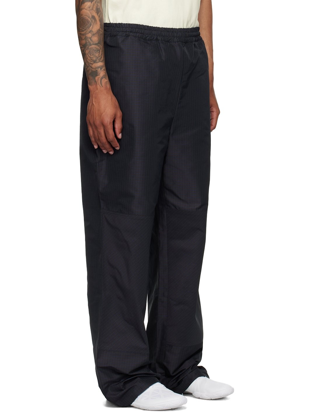 Brown & Navy Check Track Pants - 2