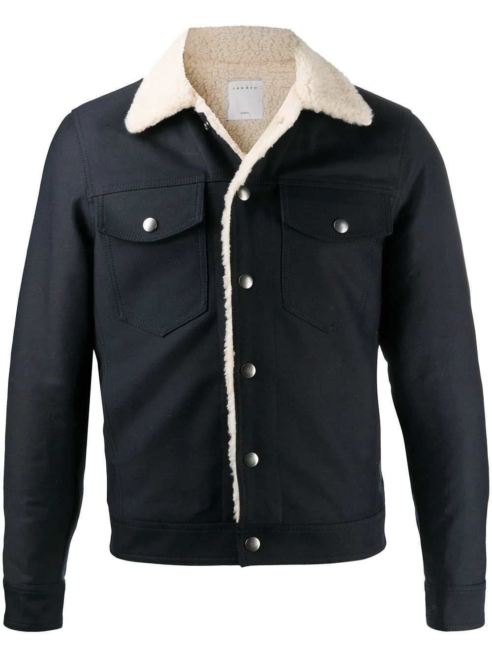 faux shearling-lined trucker jacket - 1