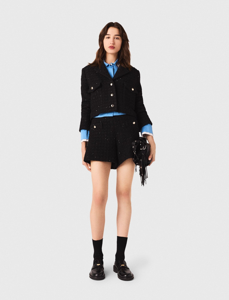 maje Short rhinestone tweed jacket outlook