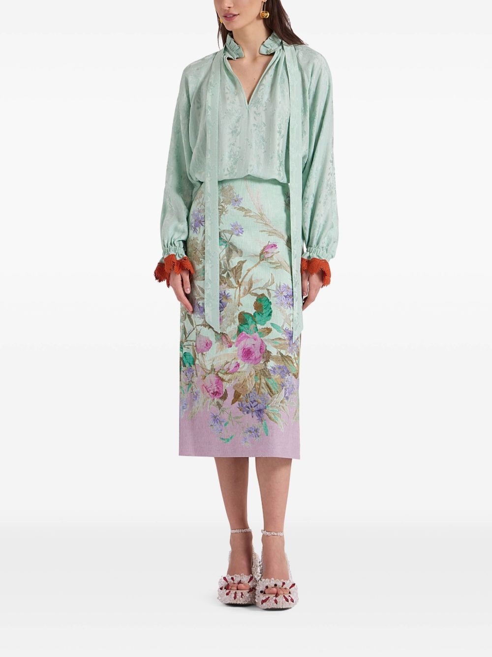 all-over floral stamp skirt - 2