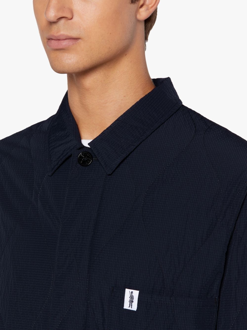 SEESUCKER CHORE NAVY QUILTED JACKET | GQM-215 - 5