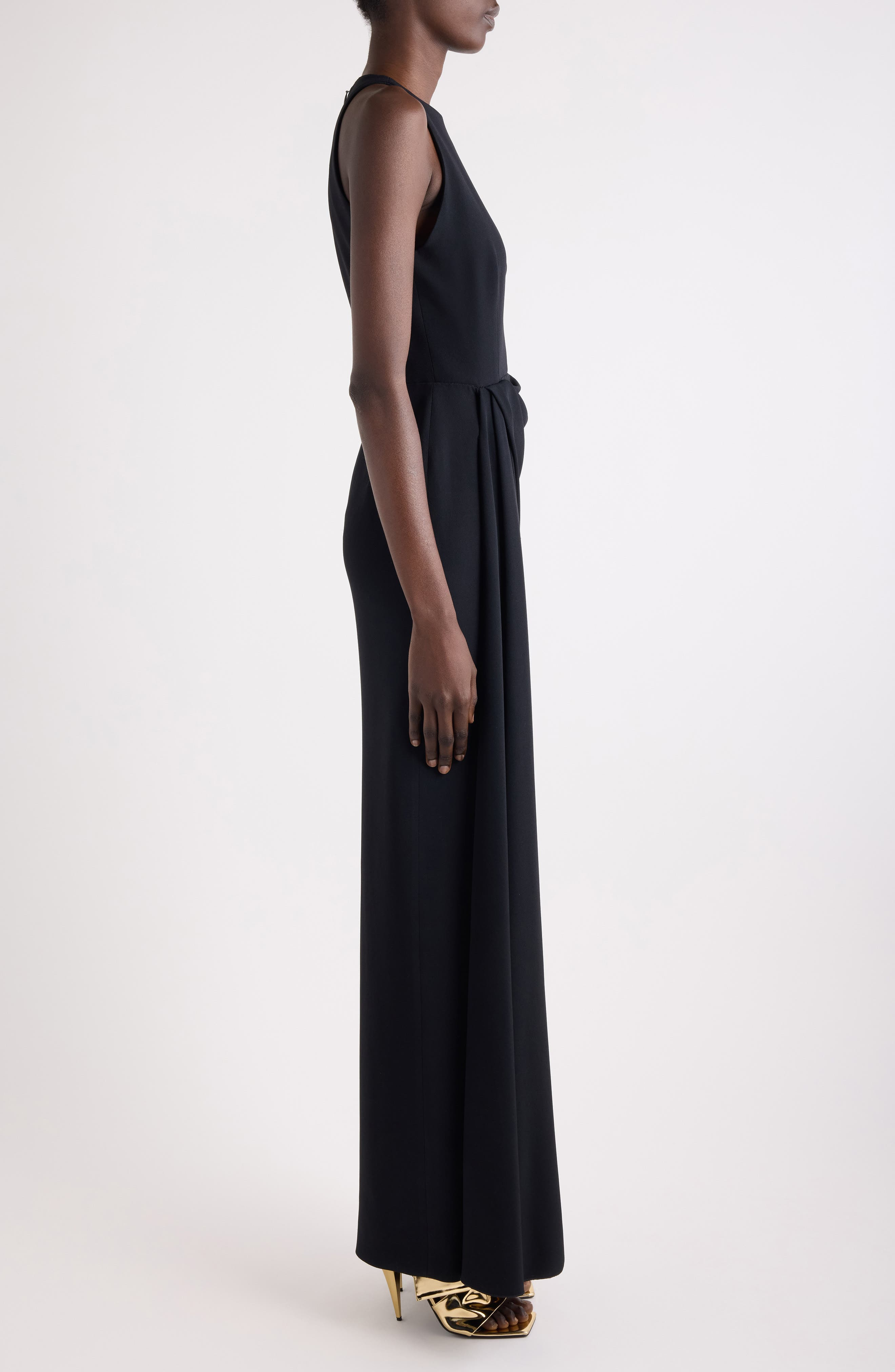 Givenchy Drape Front Sleeveless Stretch Crepe Gown in Black at Nordstrom - 4