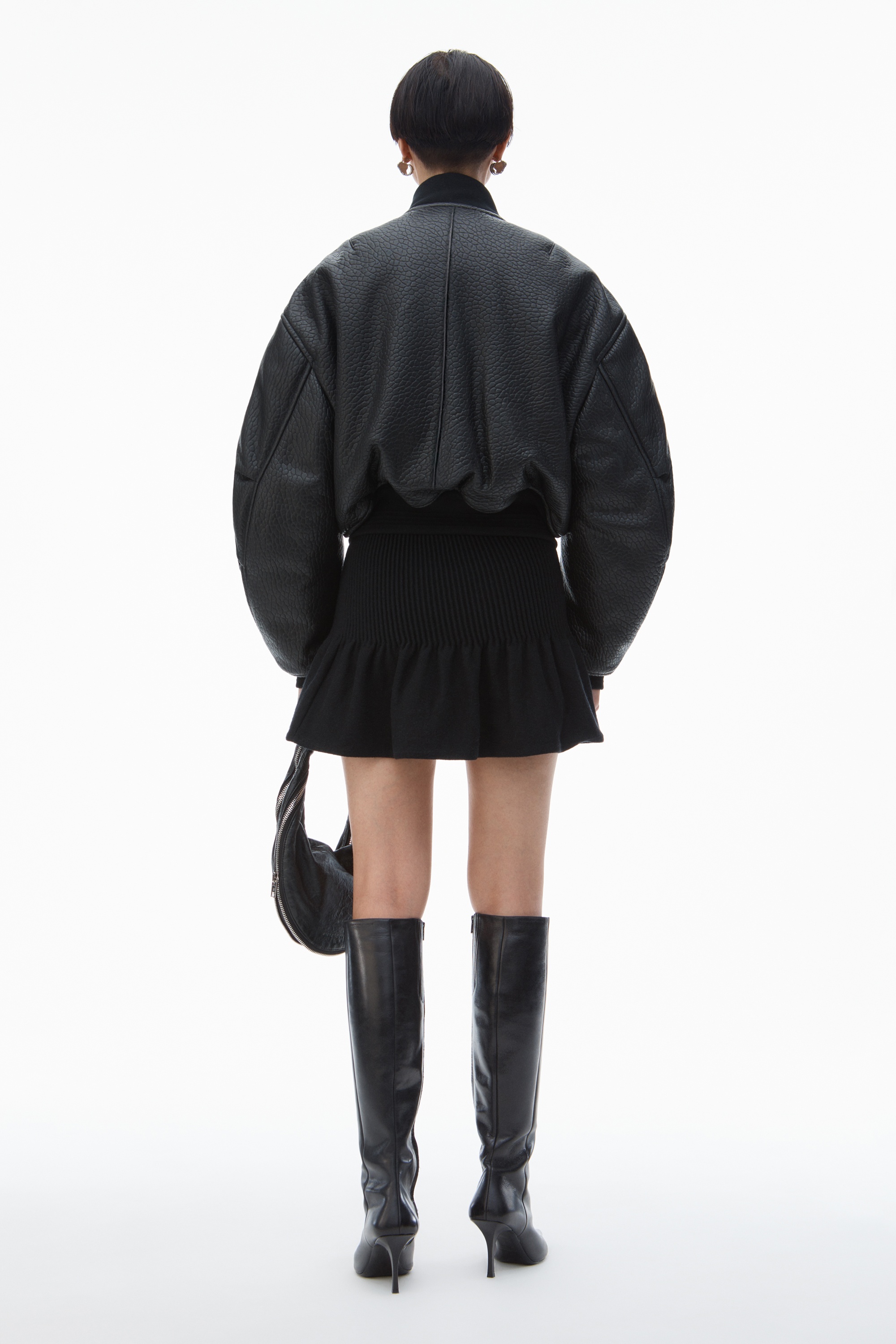 Cropped Bomber Jacket in Primal Lambskin Leather - 5