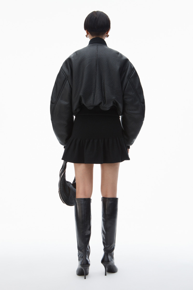 Cropped Bomber Jacket in Primal Lambskin Leather 5