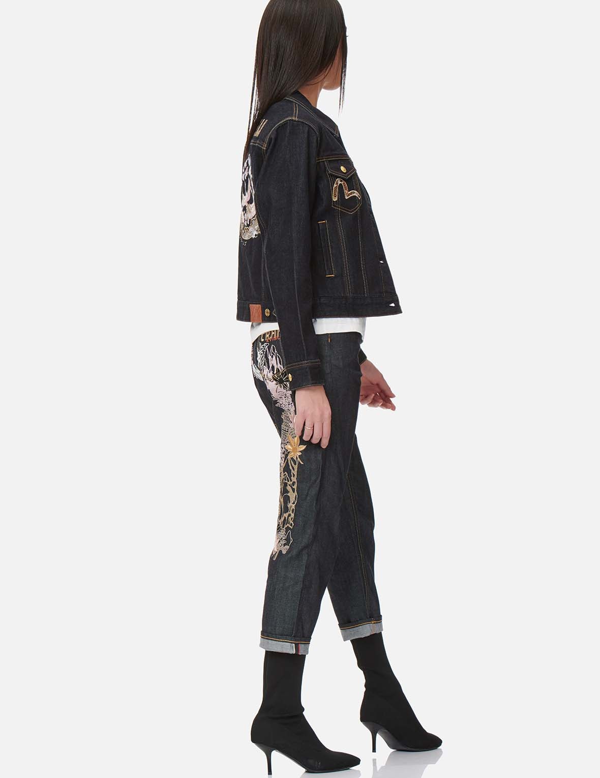 CRANE GRAPHIC EMBROIDERED DENIM JACKET - 13