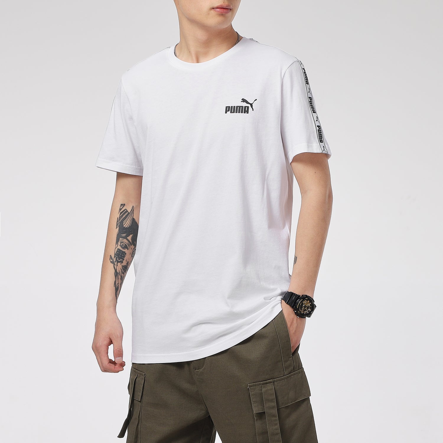 PUMA Taping Logo T-Shirt 'White' 532557-02 - 5