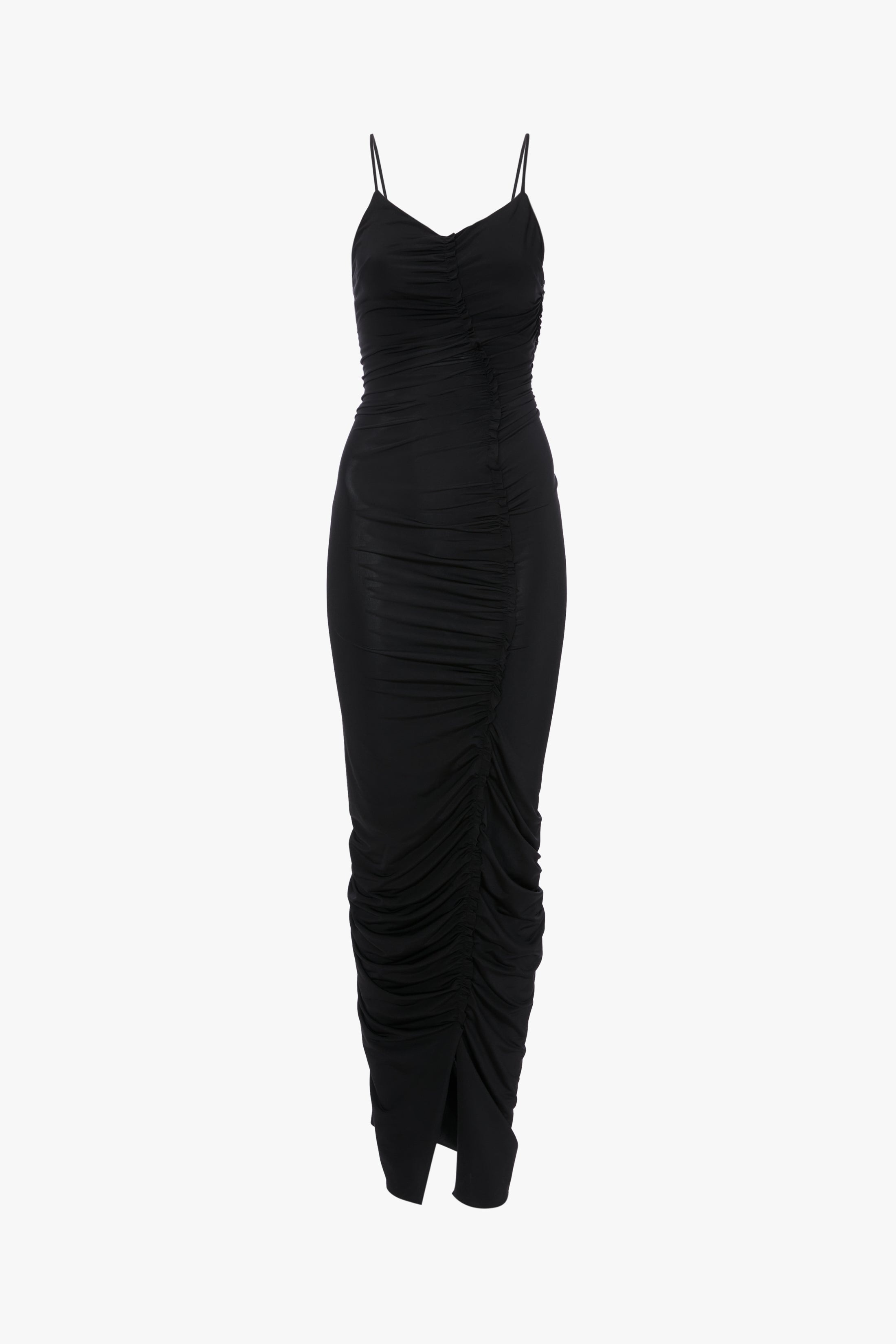 Ruched Fitted Dress In Black - 1