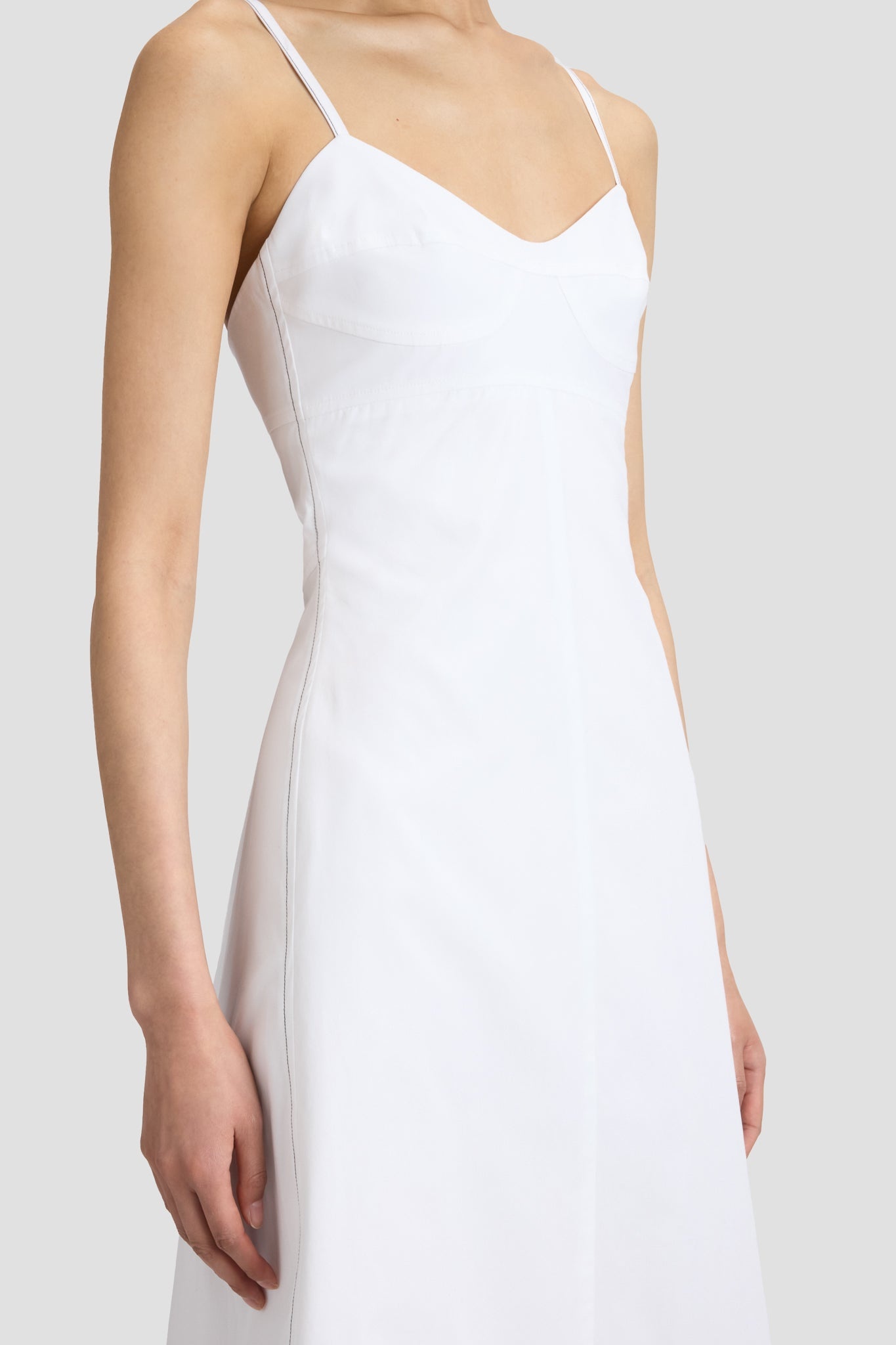 Cami Fit And Flare Midi Dress In White - 4