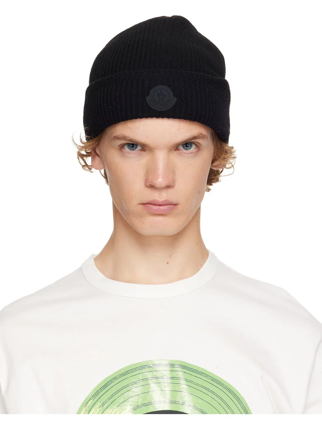 Black Cashmere Blend Logo Beanie - 1