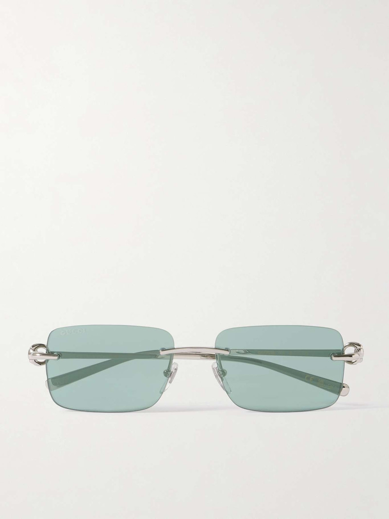 Rimless square-frame silver-tone sunglasses Silver - 1
