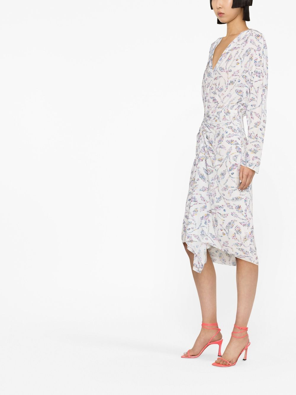 floral-print wrap midi dress - 3