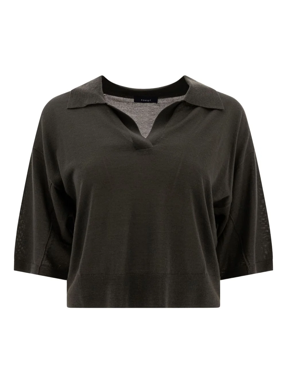 polo-neck short-sleeve top - 1