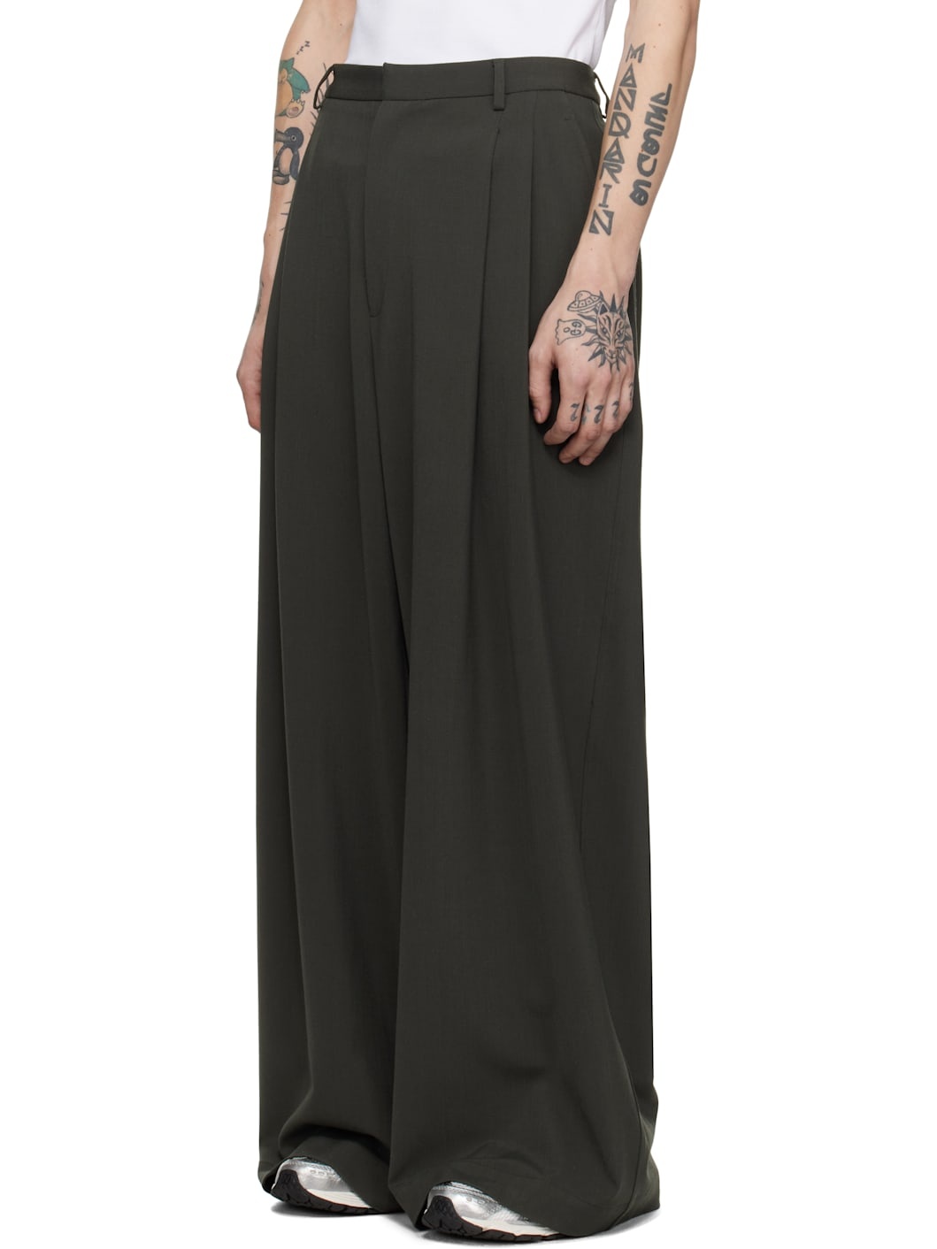 Khaki Jumbo Wide Leg Trousers - 4
