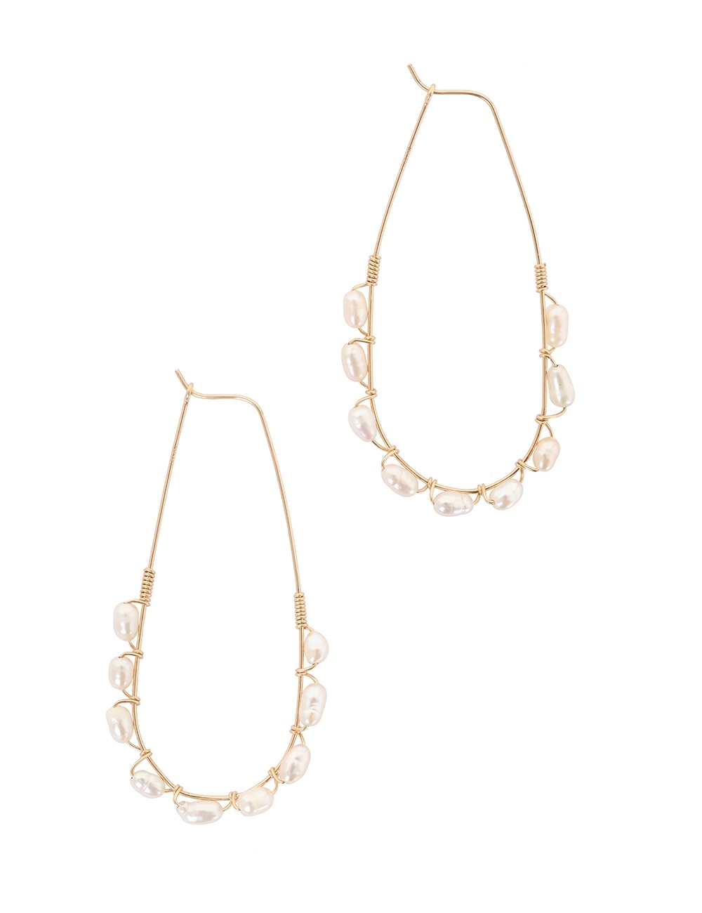 LONG WRAP PEARL HOOPS - 1