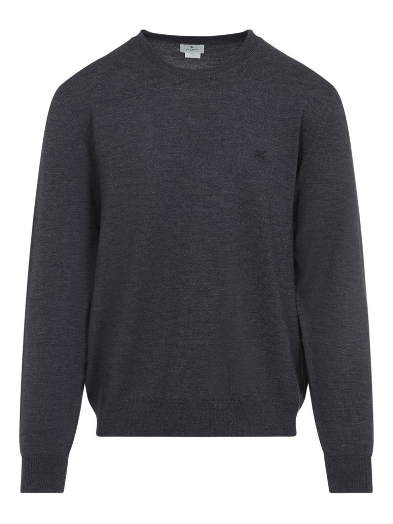 Pegasus-embroidered crew-neck sweater 1