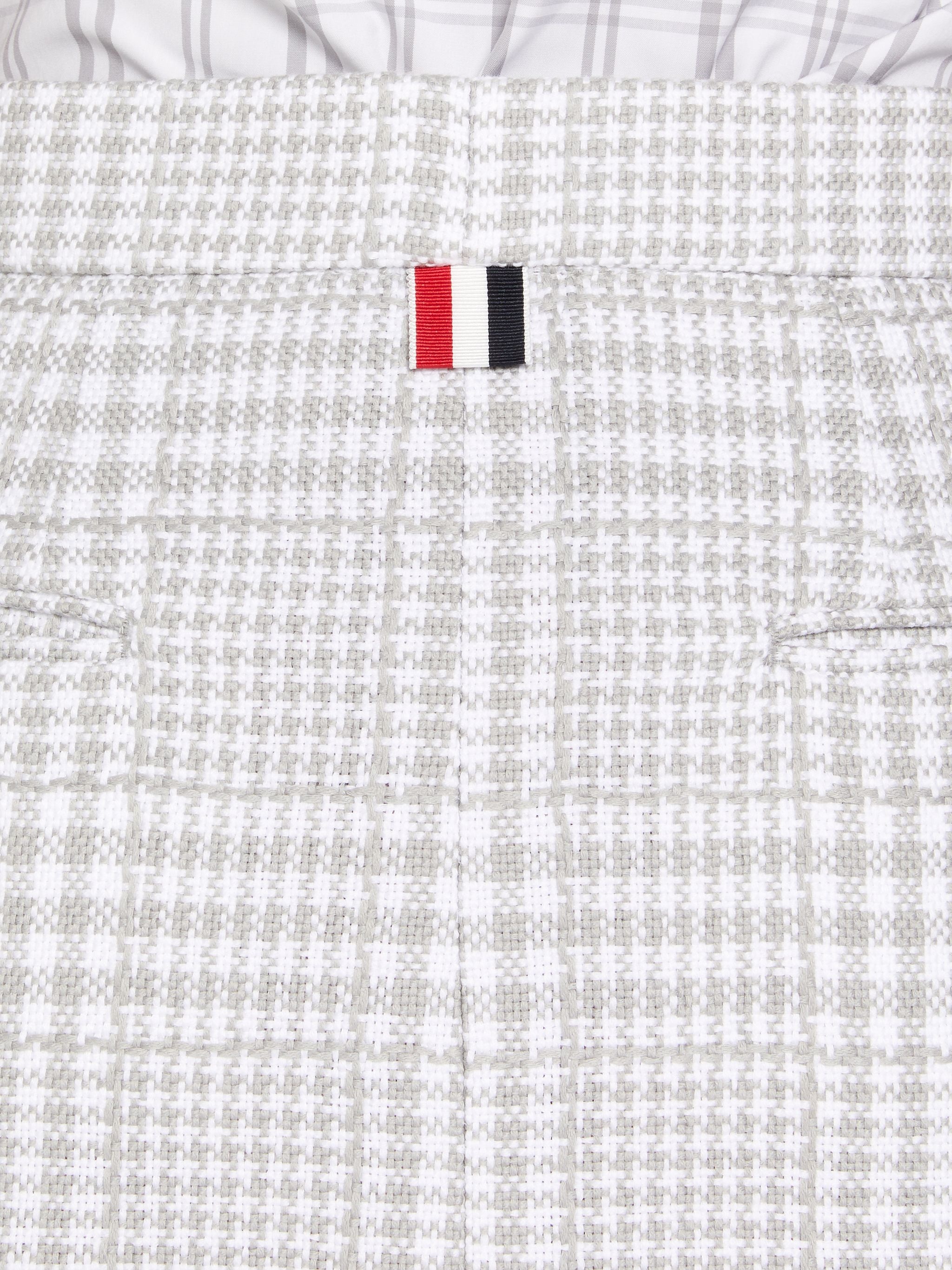 Medium Grey Large Gingham Summer Tweed Micro Mini Sack Skirt - 6